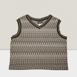 Anxiety Cafe Printed Vintage V Neck Sweater Vest Large Black And White 1990s